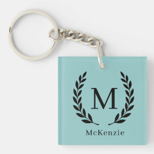 Porte-clefs Nom personnalisé et photo de monogramme