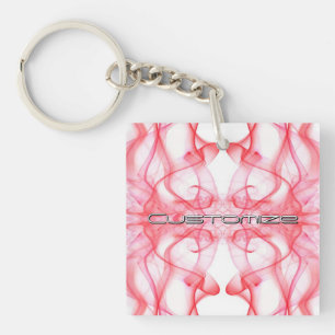 Porte-clefs Nom personnalisé Fumée Rouge Symétrique Blanc