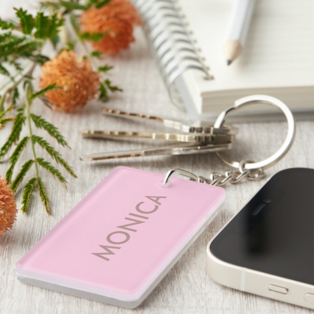 Porte-clefs Nom personnalisé girly rose (Devant droit)
