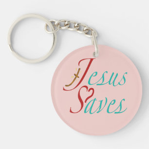 Porte-clefs Nom personnalisé Jésus Sauve Citation Chrétienne