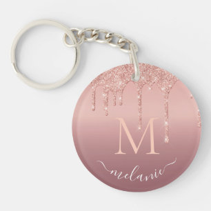 Porte-clefs Nom personnalisé Lettre Rose Parties scintillant o