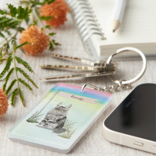 Porte-clefs Nom Personnalisé Maine Coon Pet