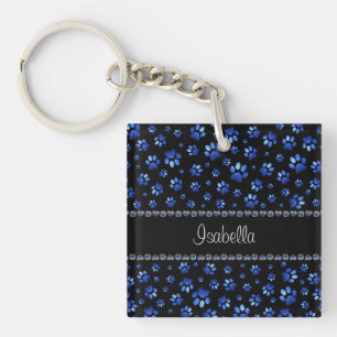 Porte-clefs Nom personnalisé, pattes de chien de parties scint