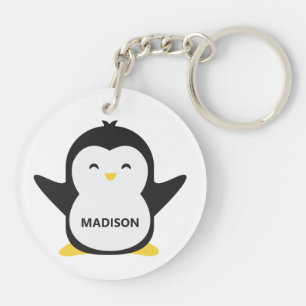 Porte-clefs Nom personnalisé pingouin mignon