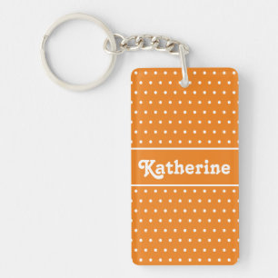 Porte-clefs Nom personnalisé Polka Dot Orange et Porte - clé b