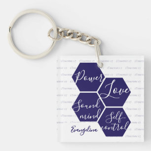 Porte-clefs Nom personnalisé PUISSANCE AMOUR ESPRIT SAIN Chrét