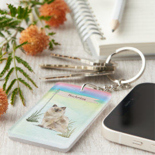 Porte-clefs Nom personnalisé Ragdoll Chat Pet