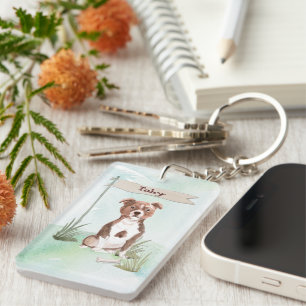 Porte-clefs Nom personnalisé Staffordshire Bull Terrier chien