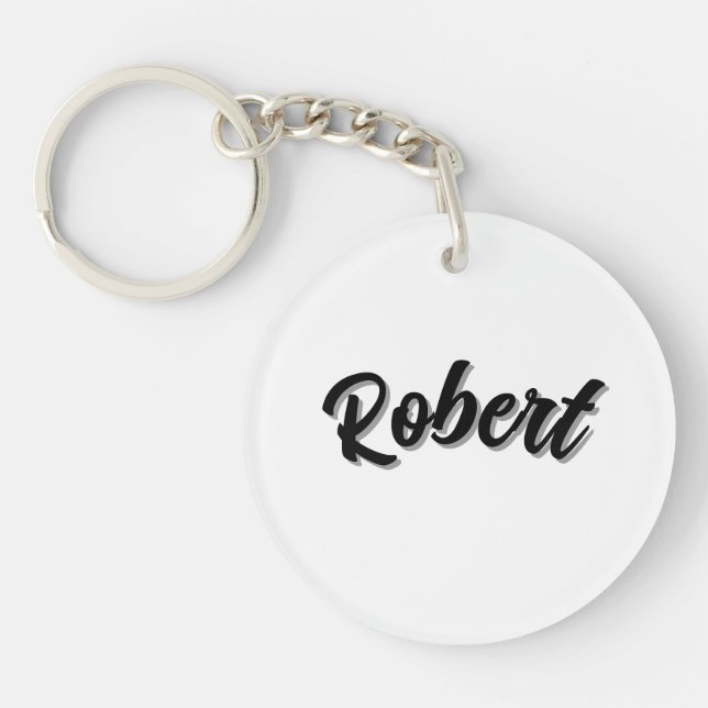 Porte-clefs Nom Robert Noir Avec Ombre Portée, (Devant)