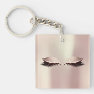 Porte-clefs Nom rose Blush Girl Maquillage Lashes Nom Yeux