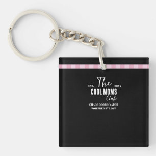 Porte-clefs Nom Script Vintage Rayure Rose