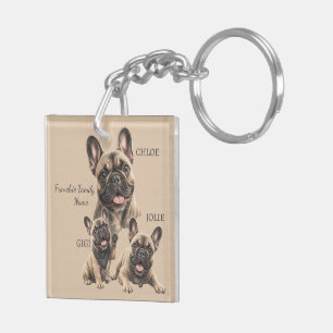 Porte-clefs Noms de famille de Bouledogue français personnalis