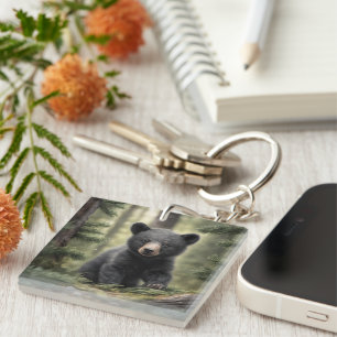 Porte-clefs North Woods Little Black Bear Cub Porte - clé acry