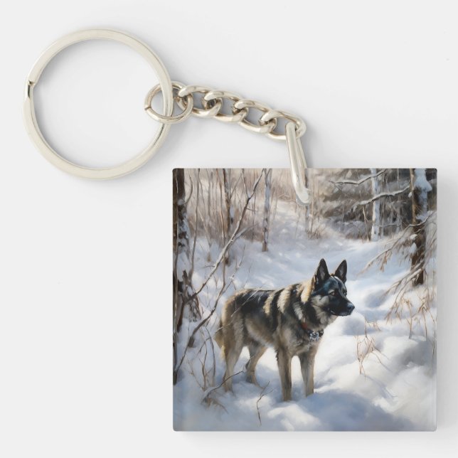 Porte-clefs Norvégien Elkhat Laisser Neige Noël (Devant)