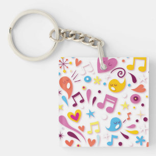 Porte-clefs Notes colorées de musique d'amusement