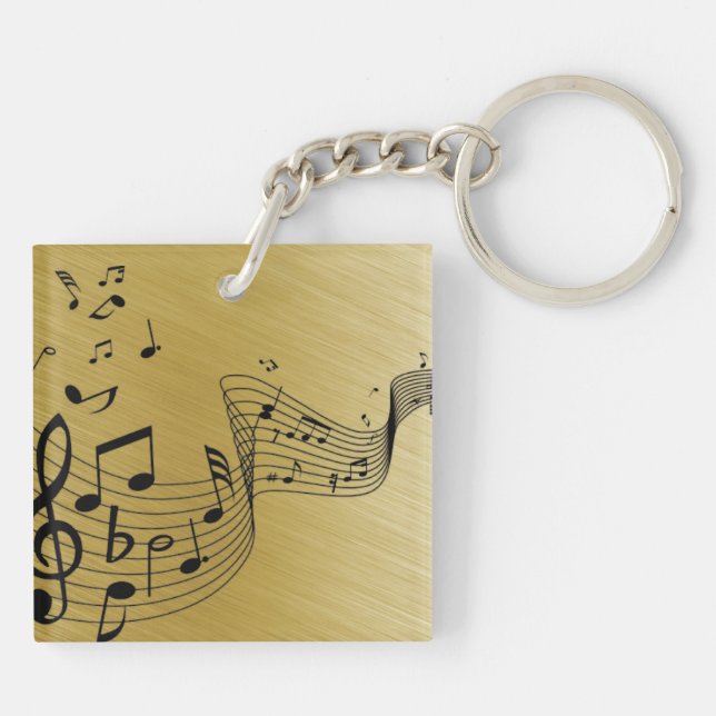 Porte-clefs Notes de musique dorées brossées  (Dos)