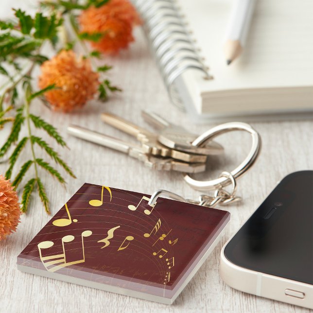 Porte-clefs Notes de musique élégantes en or (Créateur téléchargé)