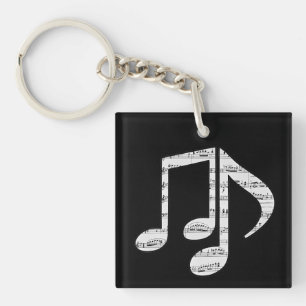 Porte-clefs Notes de musique noir et blanc