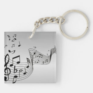 Porte-clefs Notes de musique sur argent