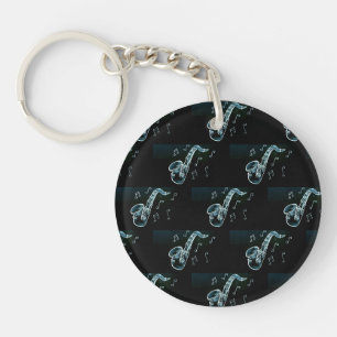 Porte-clefs Notes de saxophone et de musique