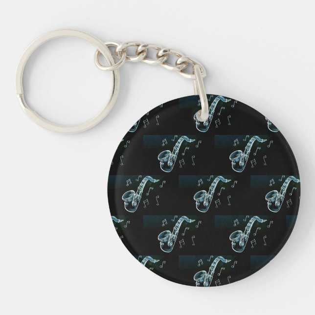 Porte-clefs Notes de saxophone et de musique (Devant)