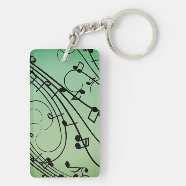 Porte-clefs Notes Fantaisie Musique Verte Design (Dos)