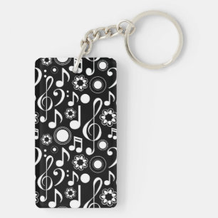 Porte-clefs Notes musicales et Clefs Cadeau musicien blanc et