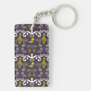 Porte-clefs Notes musicales et oiseaux