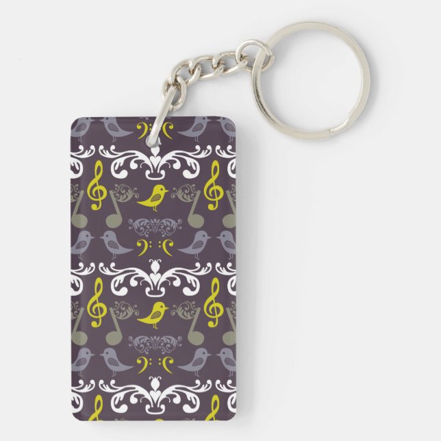 Porte-clefs Notes musicales et oiseaux (Dos)