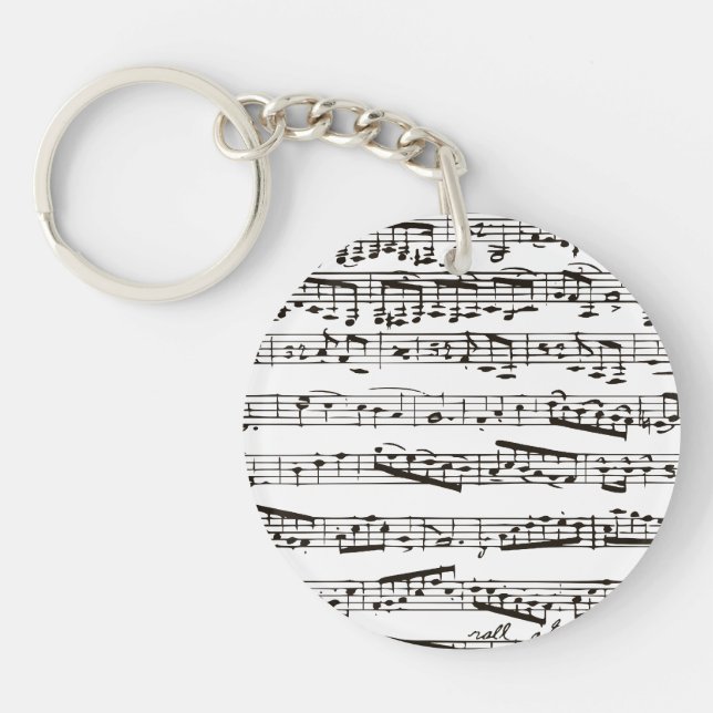 Porte-clefs Notes musicales noires et blanches (Devant)