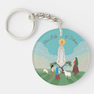 Porte-clefs Notre-Dame de Fatima et les trois bergers