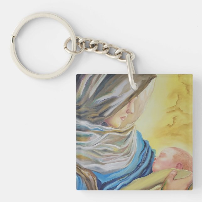Porte-clefs Notre Dame du Silence tenant le bébé Jésus (Devant)