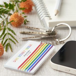 Porte-clefs Notre histoire commence Drapeau LGBTQ arc-en-ciel