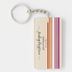 Porte-clefs Notre histoire commence Sunset Drapeau lesbien Acr