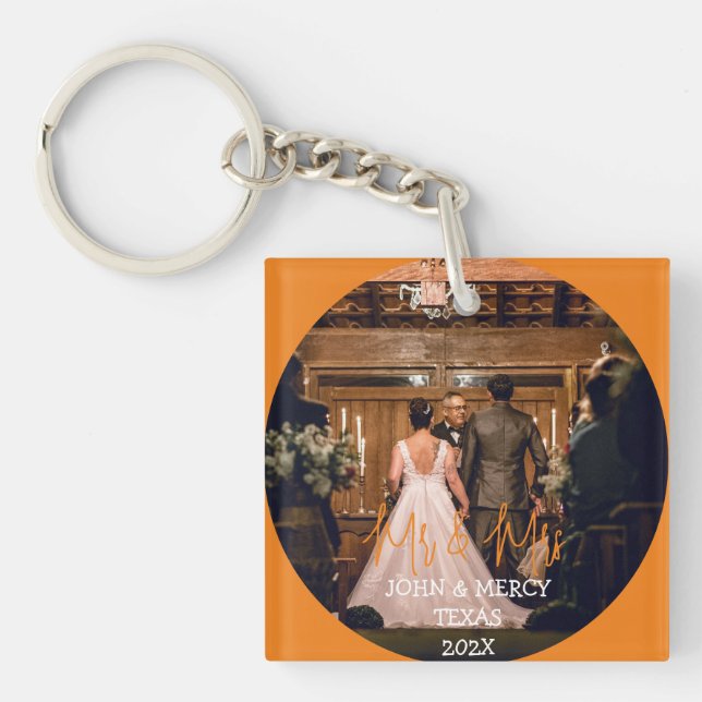 Porte-clefs Notre premier Noël M. et Mme Newlysée élégant (Devant)