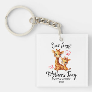 PORTE-CLEFS NOTRE PREMIÈRE FÊTE DE LA MÈRE BÉBÉ&MAMA GIRAFFE