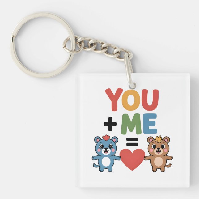 Porte-clefs Nounours de dessin animé mignons aiment la formule (Devant)