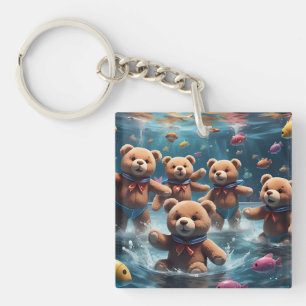 Porte-clefs Nounours nager dans un bassin de poissons