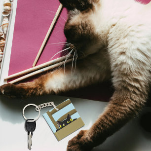 Porte-clefs Nourriture pour chat noir humour drôle chat affamé