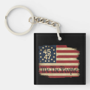 Porte-clefs Nous Le Peuple Trump 45 47 Déchiré Drapeau Vintage