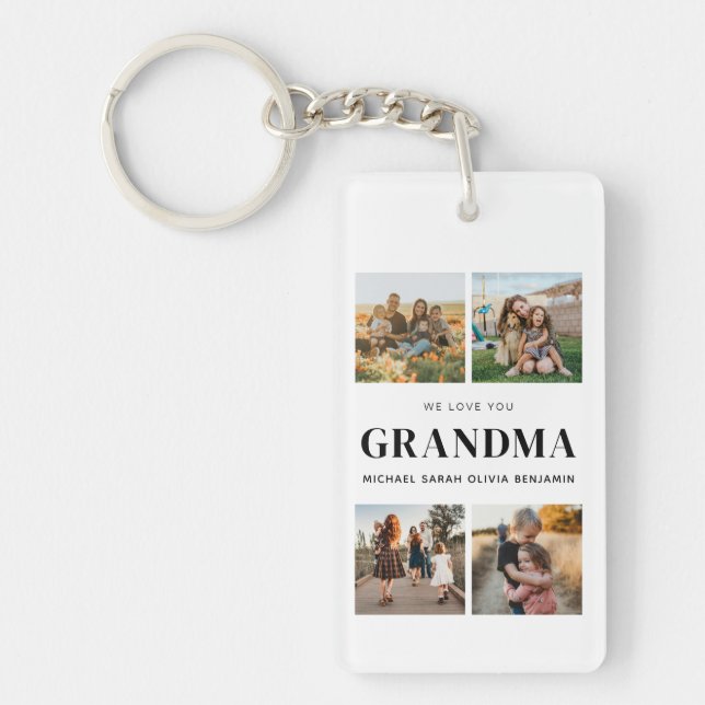 Porte-clefs Nous t'aimons Grand-mère Personnalisé 4 Photo Coll (Devant)
