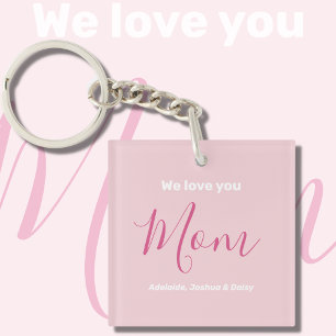Porte-clefs Nous t'aimons Maman Pink Minimalist