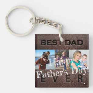 Porte-clefs Nous vous aimons papa personnalisé 3 photo collage