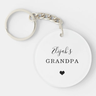 Porte-clefs Nouveau grand-père - Nom de l'enfant Simple Coeur 