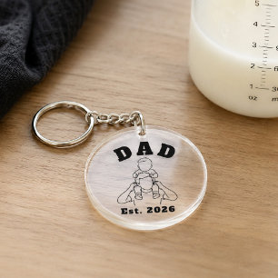 Porte-clefs Nouveau Papa Bébé Épaule Ligne Artistique