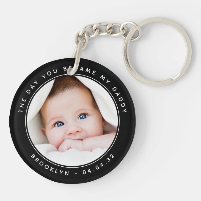Porte-clefs Nouveau papa bébé photo Keepsaké (Dos)