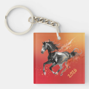 Porte-clefs Nouvel An Chinois 2026 Cheval Encre Nouvel An