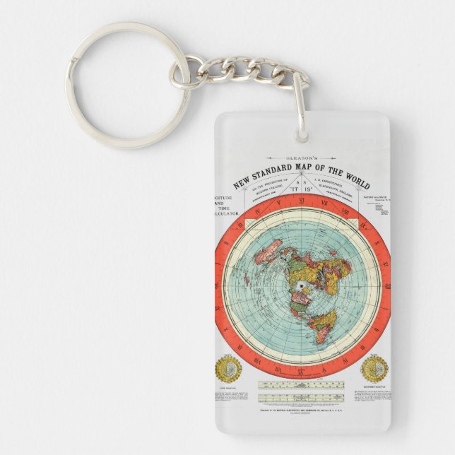 Porte-clefs Nouvelle carte standard du monde Terre plate Terre (Devant)