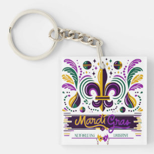 Porte-clefs Nouvelle-Orléans Mardi Gras jaune violet vert