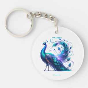 Porte-clefs Novembre Mois de naissance Esprit Animal Peacock